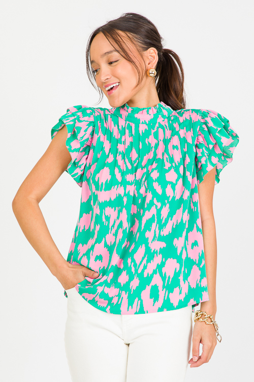 Felicity Flutter Top, Green