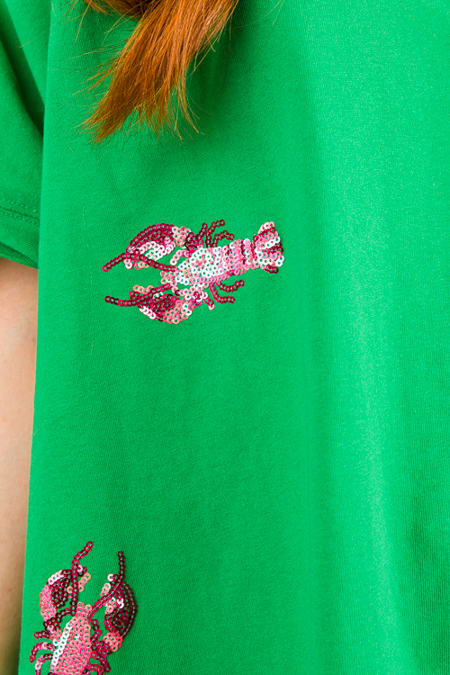 Lobster Sequin Tee, Green