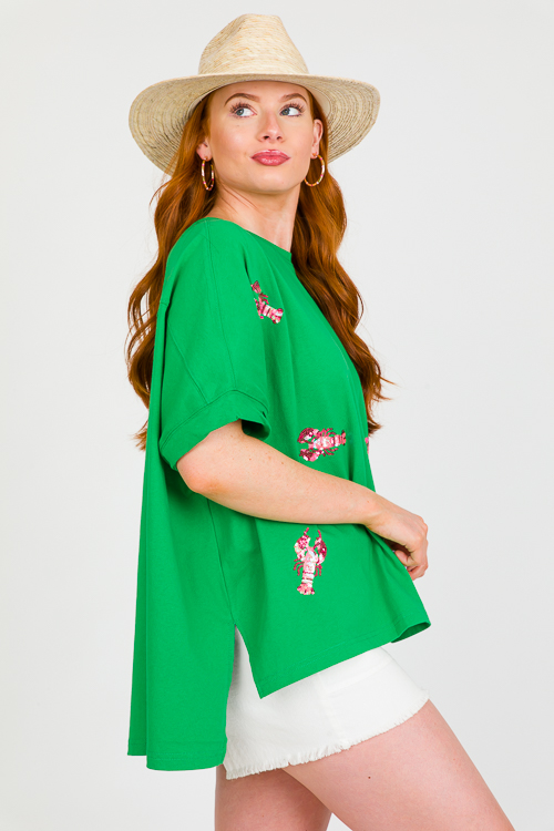 Lobster Sequin Tee, Green