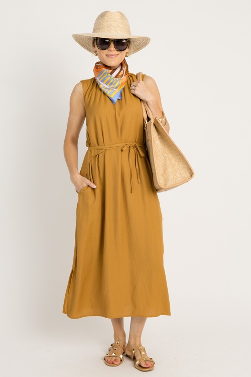 Tie Waist Midi, Mustard