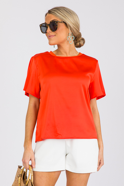 Satin Front Tee, Orange