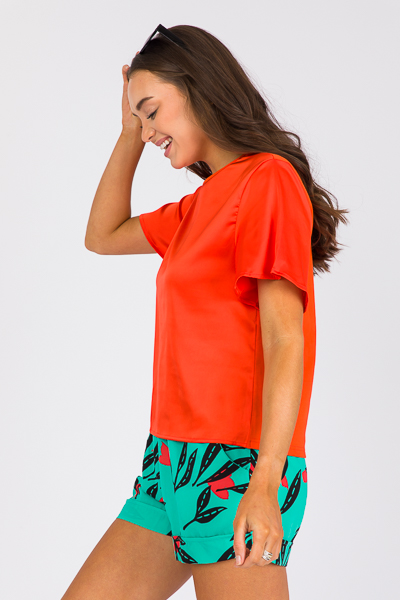 Satin Front Tee, Orange