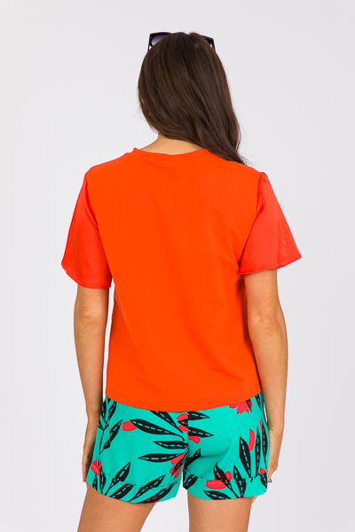 Satin Front Tee, Orange