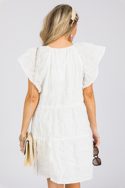 Stitched Maze Dress, White