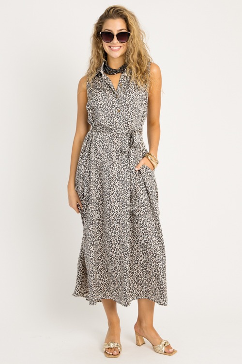 Tie Belt Leopard Maxi