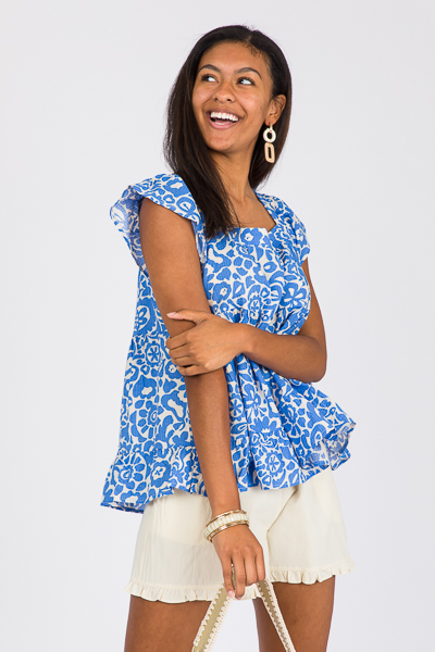 Fiji Square Neck Top, Blue