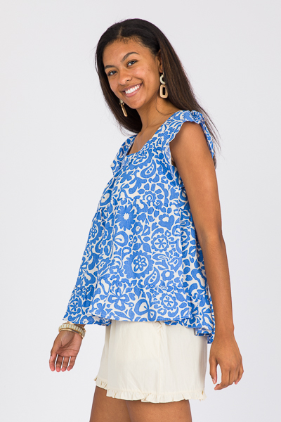 Fiji Square Neck Top, Blue