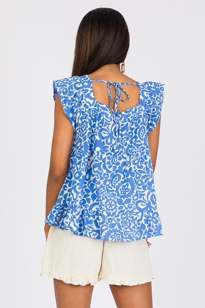 Fiji Square Neck Top, Blue