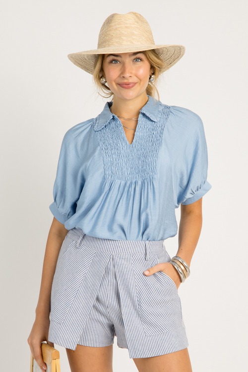 Striped Overlay Skort, Blue