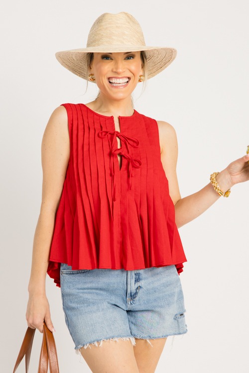 Pleated Linen Tie Tank, Tomato - 0528-34h-Edit.jpg