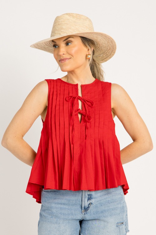 Pleated Linen Tie Tank, Tomato - 0528-36-Edit.jpg