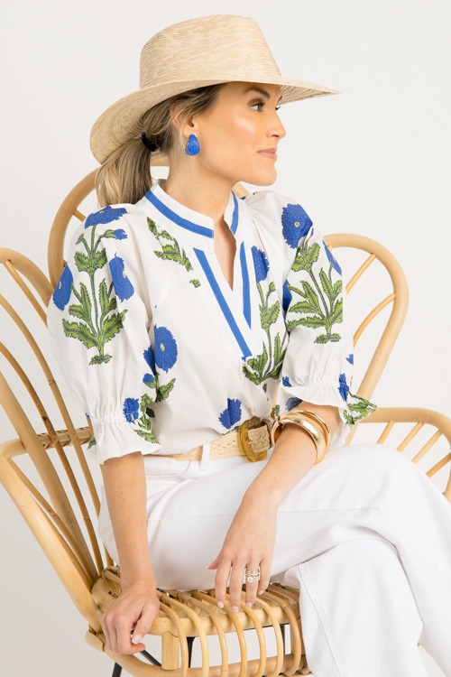 Fallon Floral Top, Off White Mix