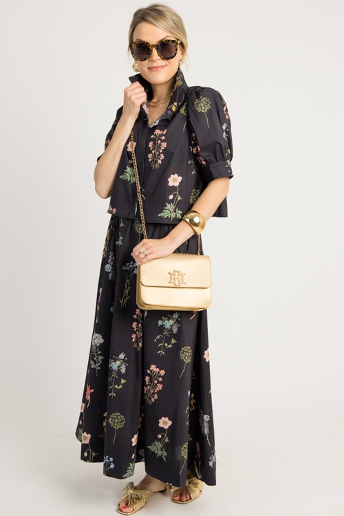 Secret Garden Button Top, Black