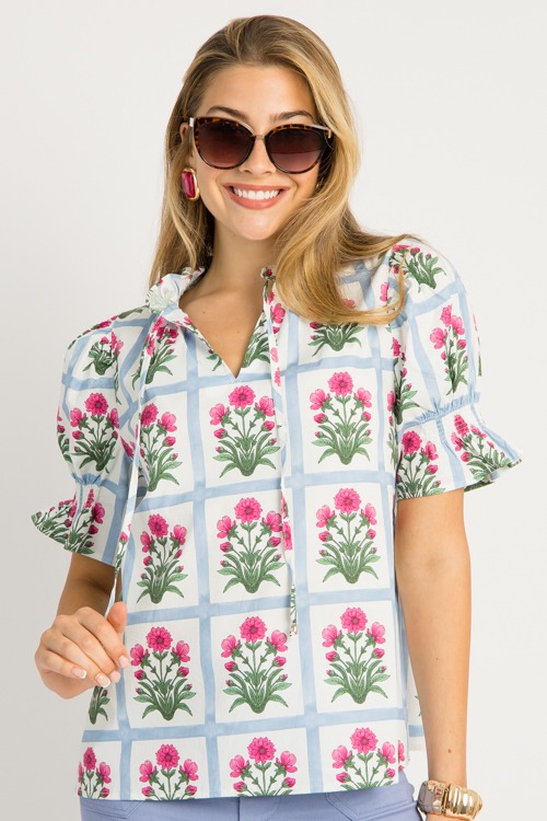Grid Bloom Top, Magenta