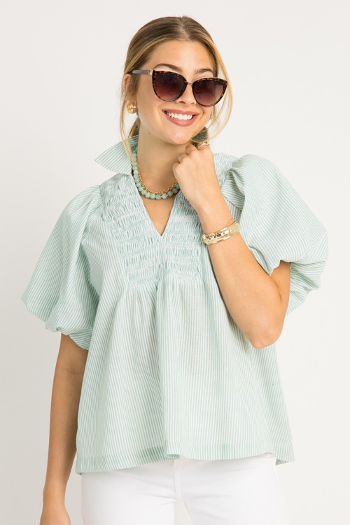 Mary Stripe Top, Green