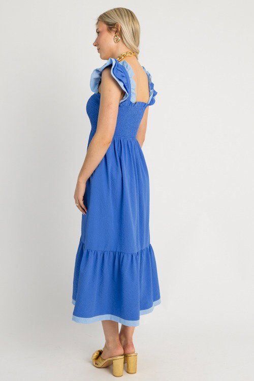 blue dress for baby girl Tie Strap Smock Midi Dress – Hippie Dippie Threads main image 0