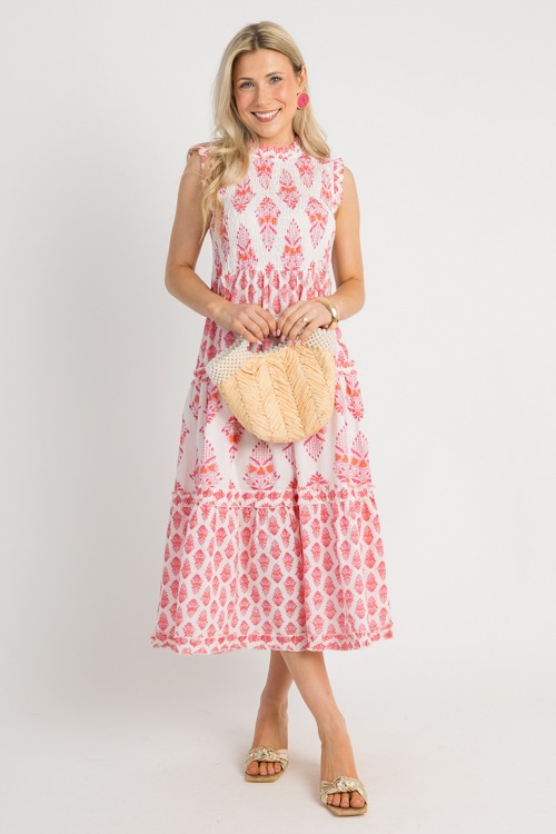 Ward Smocked Midi, Pink