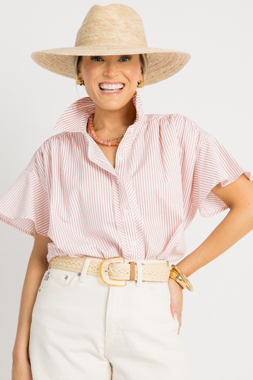 Hi-Lo Stripe Shirt, Lt. Coral
