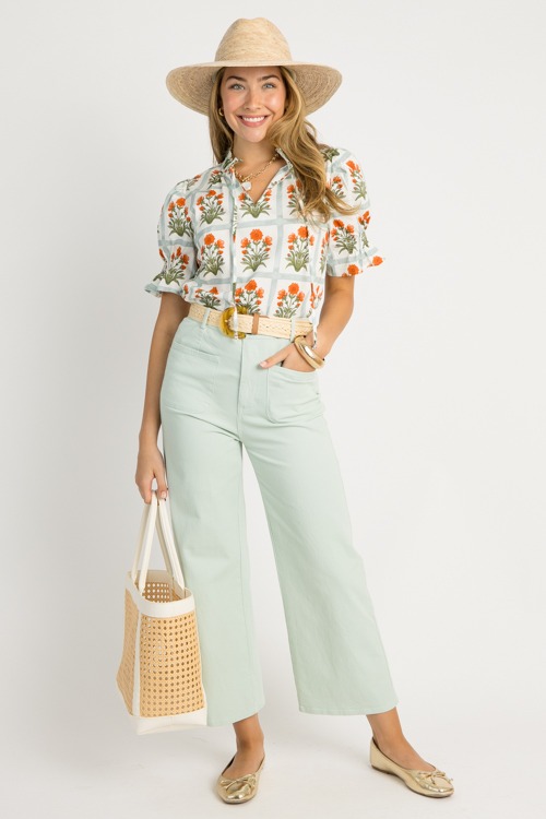 Grid Bloom Top, Orange