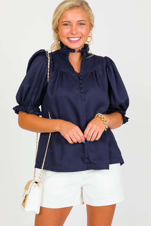 Pop And Scallop Blouse, Navy