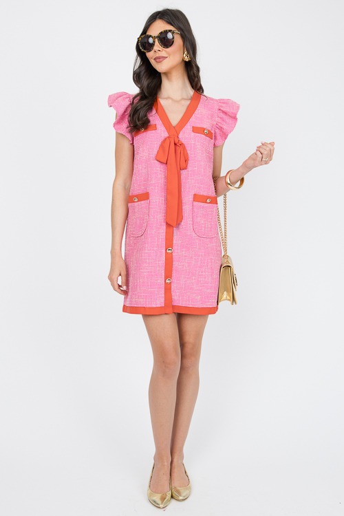 Tweed Bow Button Dress, Pink - 0531-20.jpg