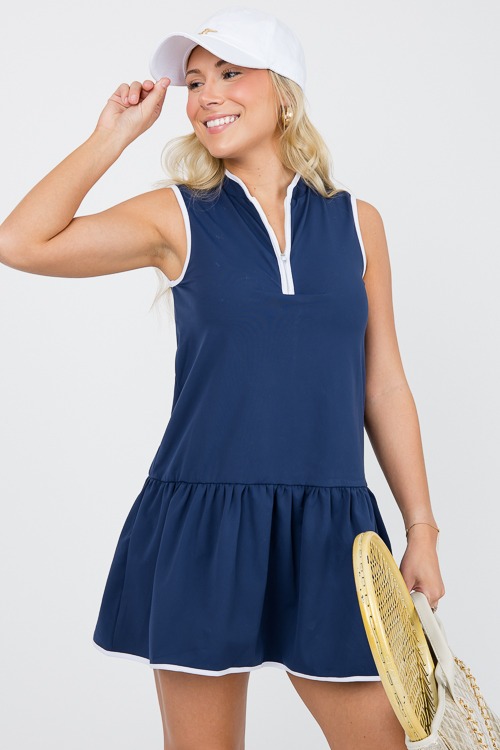 Contrast Trim Athletic Dress, Navy - 0531-92.jpg