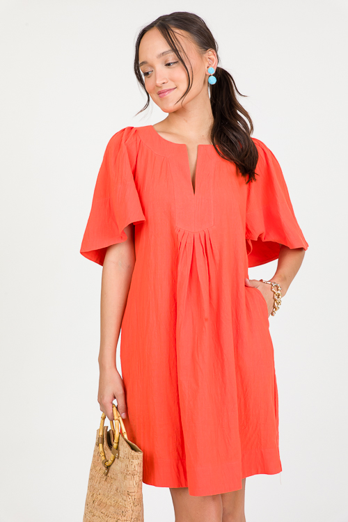 Perfectly Pleated Dress, Tangerine