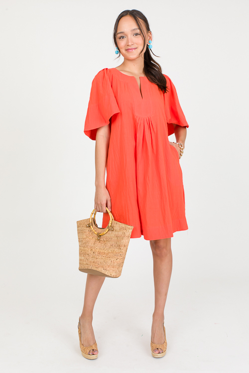 Perfectly Pleated Dress, Tangerine