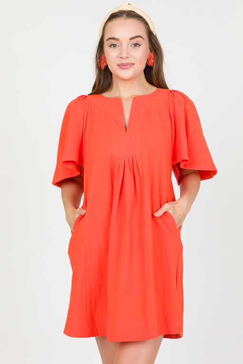 Perfectly Pleated Dress, Tangerine