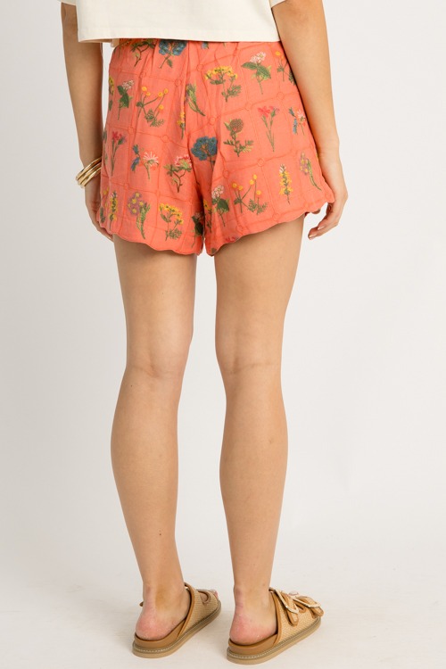 Floral Embroidery Shorts, Coral - 0602-100.jpg