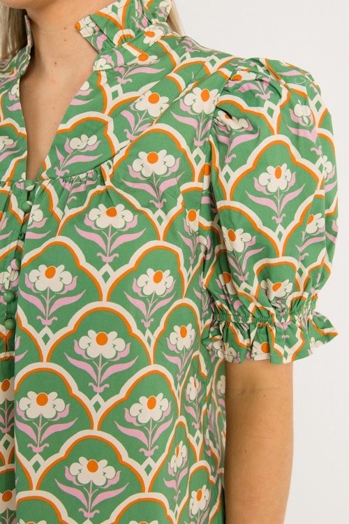 Floral Scallop Print Top, Green - 0602-104h.jpg