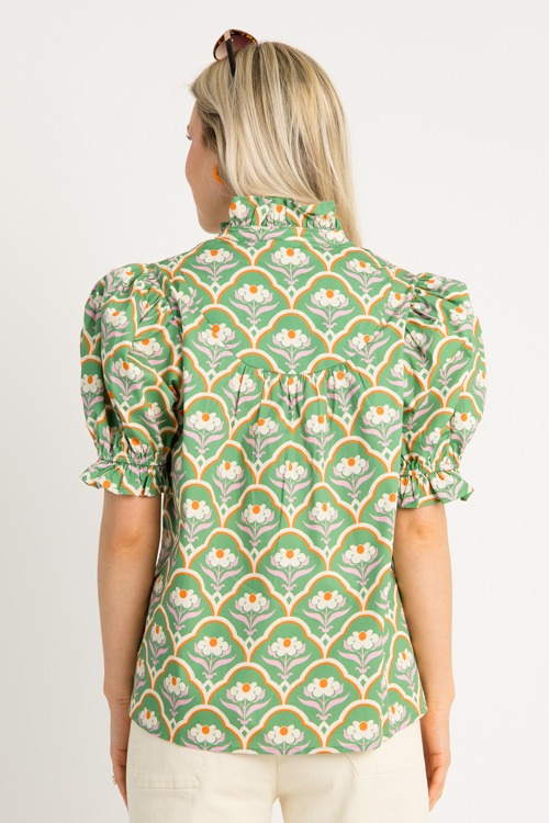 Floral Scallop Print Top, Green - 0602-107.jpg