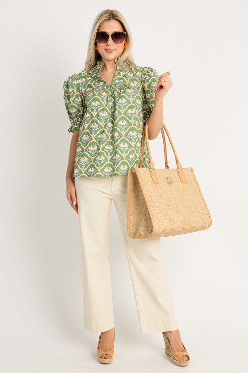 Floral Scallop Print Top, Green - 0602-109.jpg