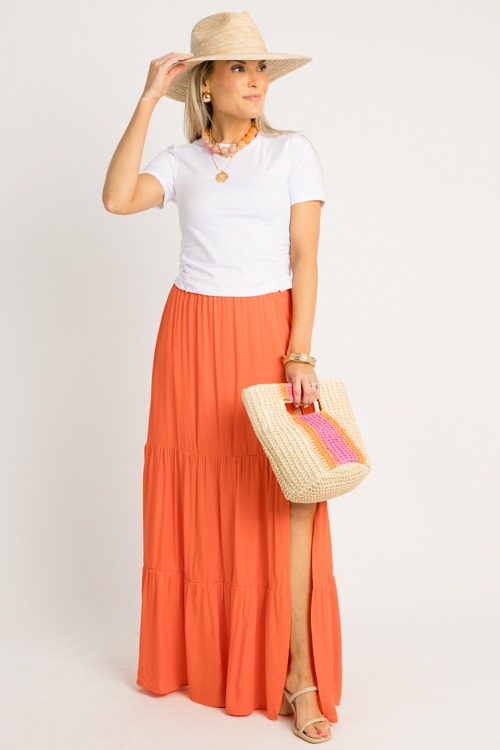 Tiered Slit Maxi Skirt, Orange - 0602-159p.jpg