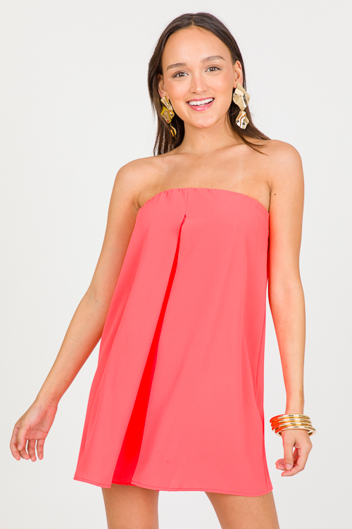 Solid Romper Dress, Coral