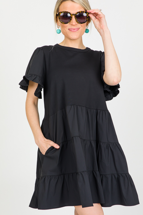 Pop Of Poplin Dress, Black