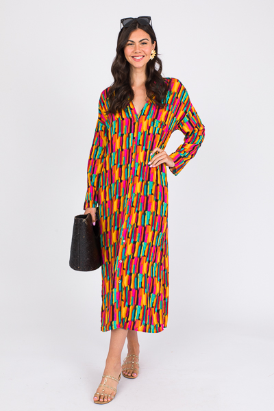 Bright Streaks Button Maxi, Mul