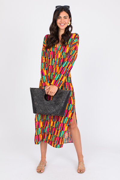 Bright Streaks Button Maxi, Mul