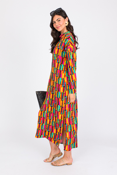 Bright Streaks Button Maxi, Mul