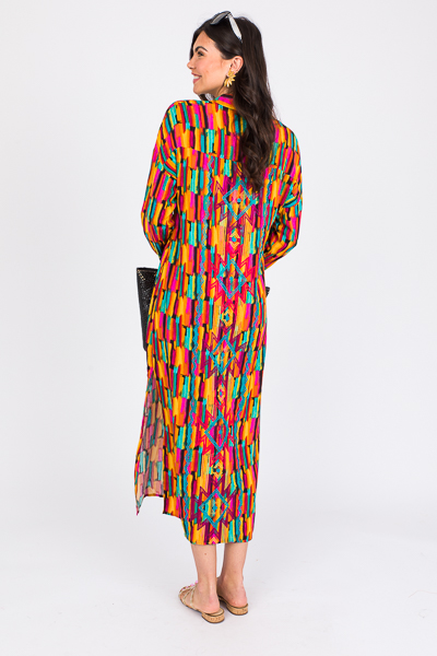 Bright Streaks Button Maxi, Mul