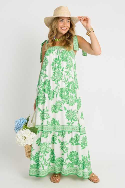 Summer Floral Maxi, Ivory Green