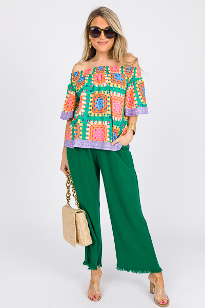 Cropped Linen Pant, Kelly Green