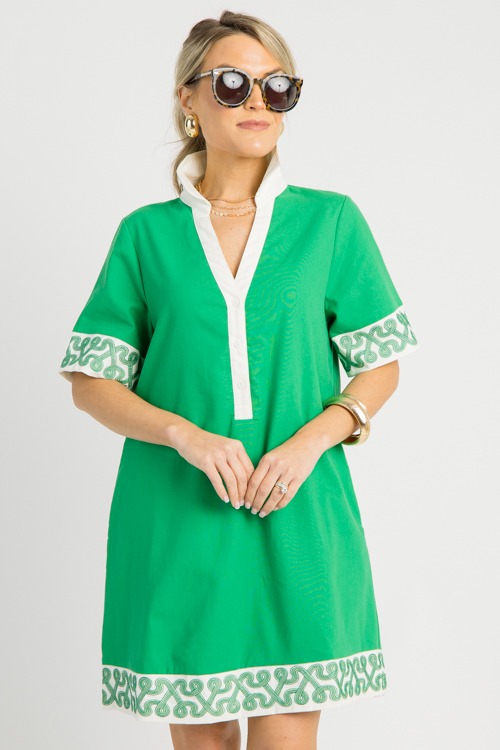 Paige Embroidery Dress, Green