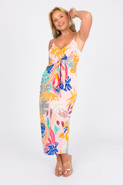 Palms Tie Maxi, Pink Combo