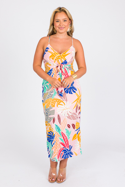 Palms Tie Maxi, Pink Combo