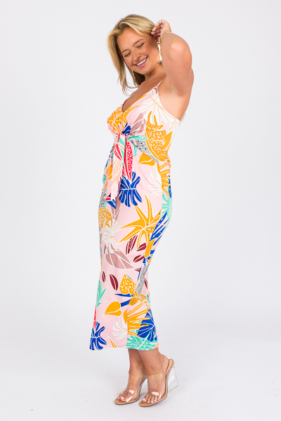 Palms Tie Maxi, Pink Combo