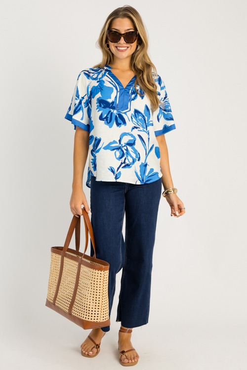 Satin Trim Floral Top, Blue Mix - 0605-127.jpg
