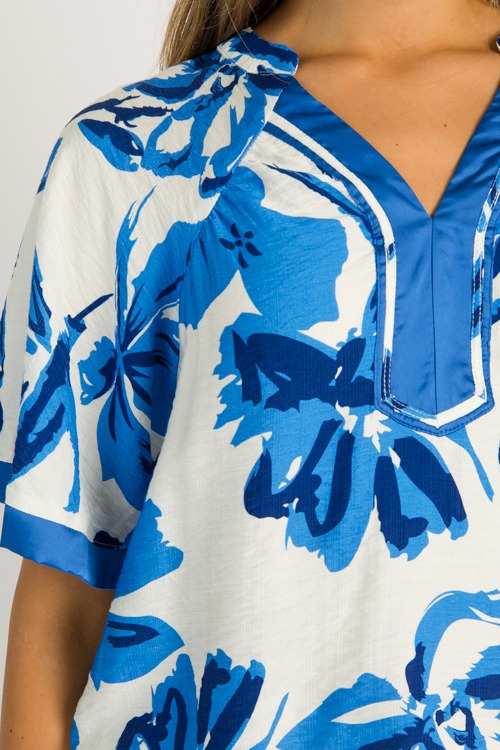 Satin Trim Floral Top, Blue Mix - 0605-131.jpg