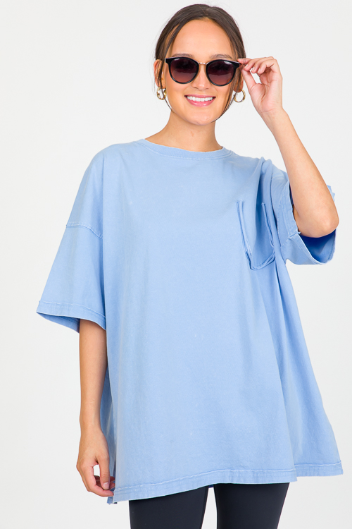 Mineral Wash Tee, Periwinkle