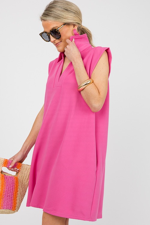 Rib Stretch Dress, Hot Pink - 0605-70p.jpg
